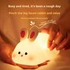 Rechargeable LED Silicone Night Light Light Up Bunnies Big Face Rabbit Decor Cute Bunny Lamp Novelty Gifts Kids Room Bedroom