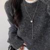Stainless Steel Exquisite Long Necklace with Heart Pendant Adjustable Chain Sweater Neck  Jewelry for Women Accessories Gifts