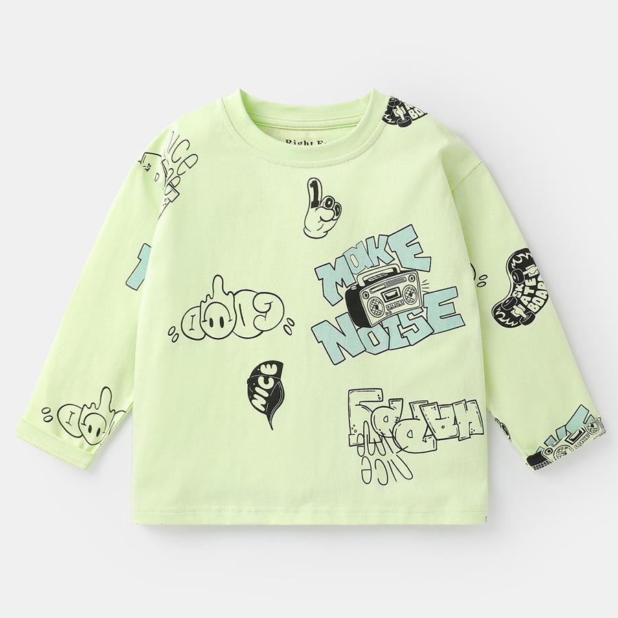 

Хлопковая футболка с длинным рукавом для мальчиков, весна 2025 - Модный детский базовый топ 110 cm зеленый лайм