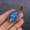 Blue Triplet Opal Gemstone Handmade Copper Wire Wrap Jewelry Pendant 2.56" C0u21