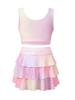 Little Girls 2 Piece Skirt Set, Multicolor Ruffled Dress Close-fitting Top for Sport