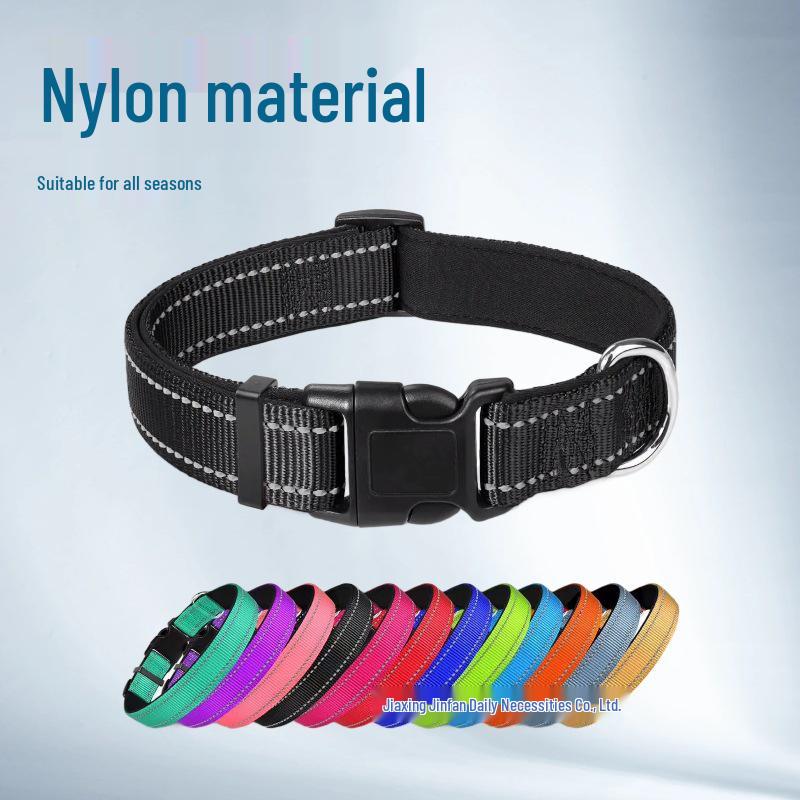 Ensemble Collier et Laisse pour Chien en Nylon Réfléchissant Réglable et Respirant - Taille Moyenne