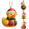 Christmas Duck Ornament Xmas Tree Hanging Duck Decoration Cute Resin Duck with Santa Hat for Home Office Holiday Party Decor