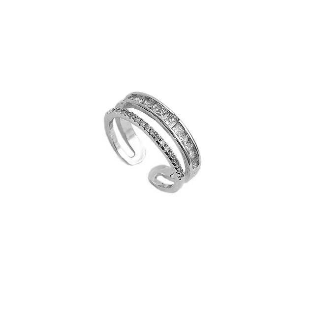 Light Luxury High-End Feeling Shows White Hands! Bouncing Ring Slightly Inlaid With Zirconium Super Flash Opening Adjustable Ring Woman