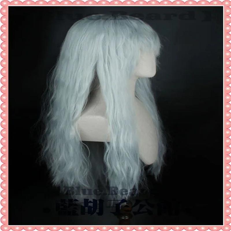 Griffith Cosplay Wig Silver White Mixed Blue Curly Wavy 70cm Long Heat Resistant Synthetic Hair Wigs + Wig Cap