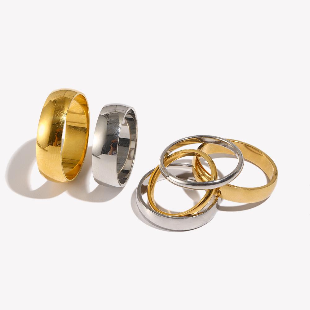 Size 5-10 Waterproof Stainless Steel Ring Gold Plated Silver Color 2mm 4mm 6mm Basics Rings For Men Women Stackable Rings