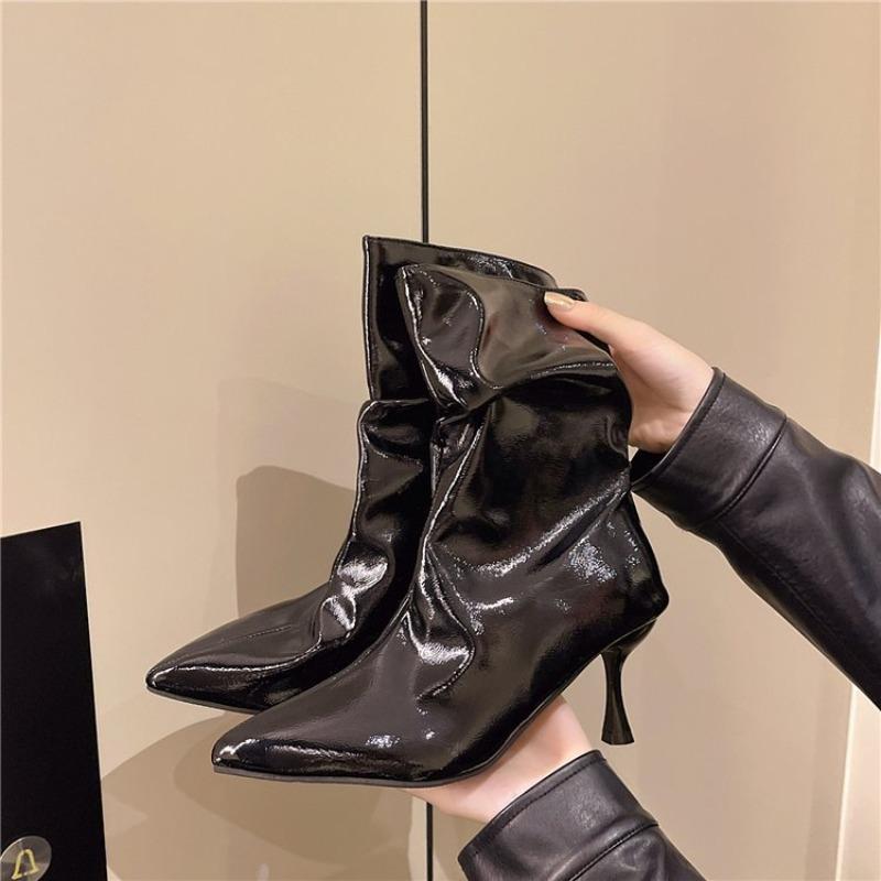 Fashion Pointed Toe High Heel Pile Boots Women's 2025 Autumn and Winter New Fashion and Versatile Sexy Booties