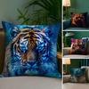 Tiger Animal Print Pillow Case Silky Elegant Comfort Sofa Bed Invisible Zipper