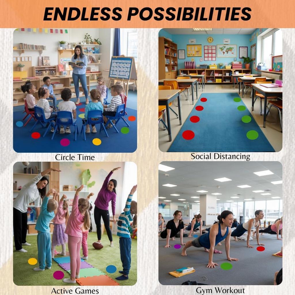 40Pcs Carpet Spot Markers 4 Inch Circle Marker Dots for Classroom Carpet Floor 8 Colors Carpet Spots for Elementary Teachers Student Kindergarten