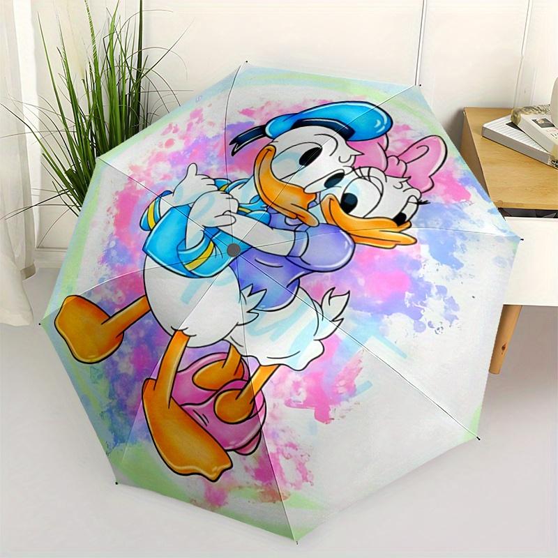 1pc Good Friends Daisy Donald Duck Automatic Folding Umbrella - 3 Folding Design, Vivid Cartoon Pattern, Suitable for Outdoor Activities, A
