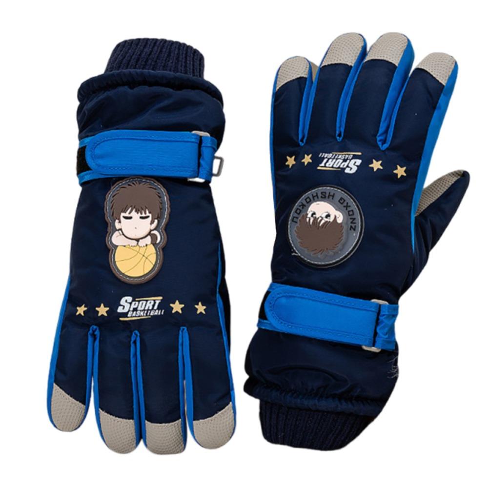 

Утепленные детские лыжные перчатки плюс бархатные велосипедные перчатки модные варежки темно-синий