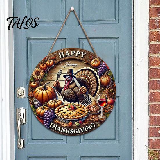 Harvest Festival Party Supplies Welcome Sign for Front Door, Rustic Wooden Hanging Pumpkin Art Entryway with Hemp Rope, Autumn Plaque Fall Porch