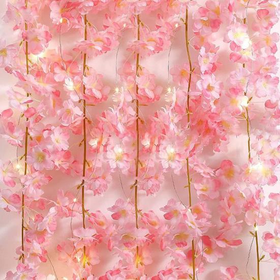 LED řetězová světla se simulovanými květinami na baterie Dekorativní vnitřní/venkovní osvětlení Girlanda Vinná réva Vílová světla