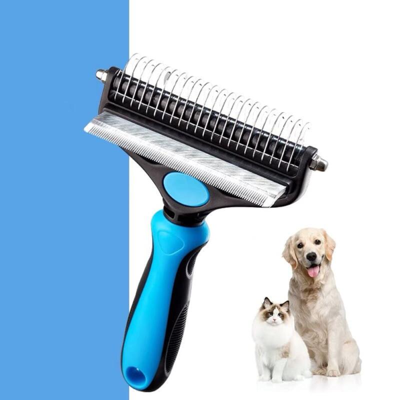 1 large cat shedding brush (choose one color) Blue-Dae