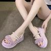Fashion 8CM Summer Casual High Platform Sandals Women Buckle Strap Slippers Thick Bottom Pearl Sandalias Woman Chunky Beach Shoes Mujer