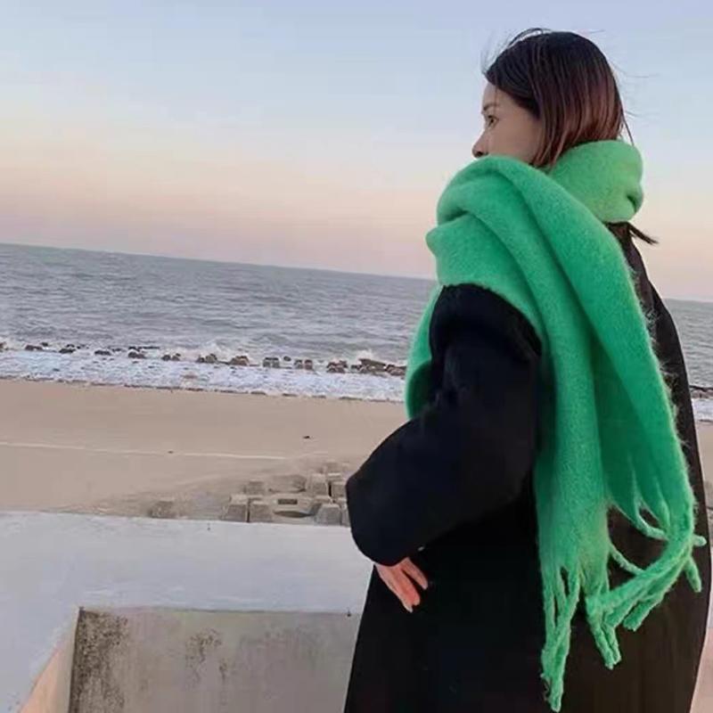 Καρό Μονόχρωμο Κασκόλ Γυναικείο Χειμωνιάτικο Παχύ Σάλι Απομίμηση Κασμίρ Κορεάτικο Στυλ Ζεστό Κασκόλ Λαιμού