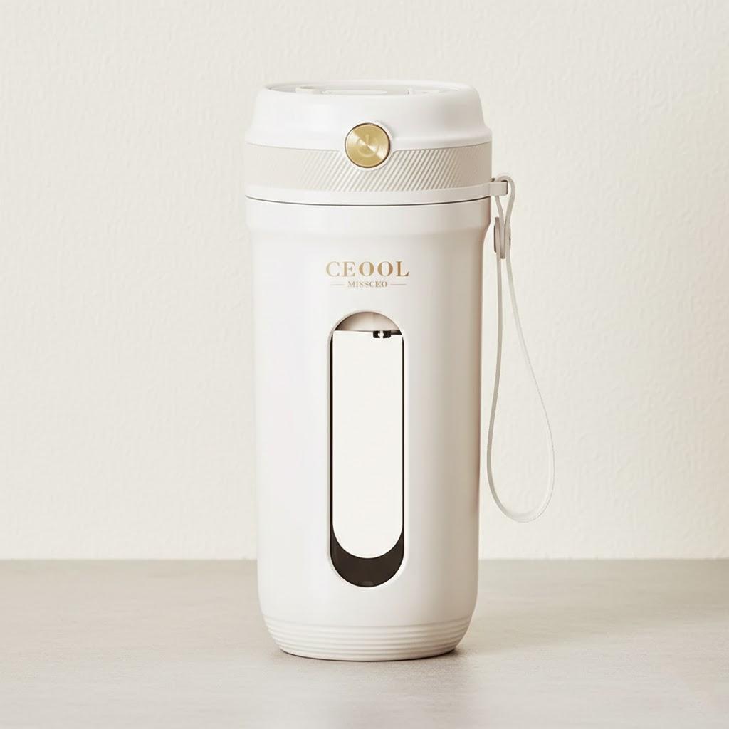 

USB Rechargeable Portable Blender Mini Juicer Electric Juice Cup Ice Crusher Detachable Straw Powerful Juicing for Home Kitchen бежевий