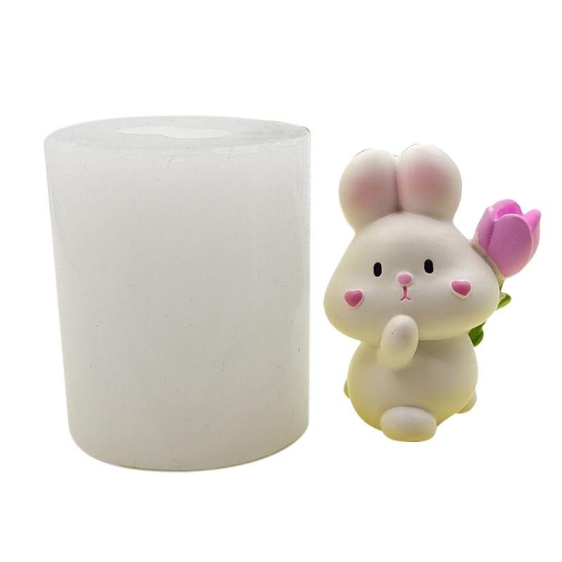 Cartoon Rabbits Silicone Molds Crafts Ornament Plasters Mold Handmade Scented Candle Mould Home Decorations Tool