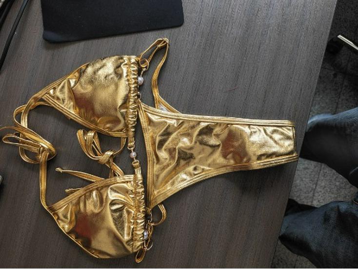 Glänzender Sexy Europäischer & Amerikanischer Gespaltener Dreieck-Bikini, Riemen-Badeanzug ohne Rücken