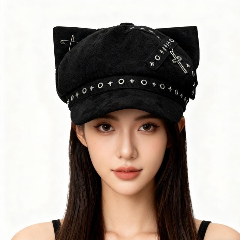 Trendy Painter Hat Eyelet Fashion Hat British Beret for Dating Photography Cabbie Headwear Painter Hat
