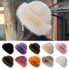 Fashion Headwear Fluffy Fur Winter Hat Plush Solid Color Bucket Hat Thicken Cold Windproof Berets for Women Girls