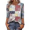 Long Sleeve Shirts for Women Patchwork Floral Print Womens Long Sleeve Tops Casual Crewneck Long Sleeve T Shirt Women for Daily Wear