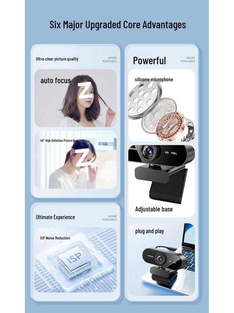 4K Ultra HD Live Streaming Camera with Microphone for Desktop, Online Classes, Conferences, and Beauty Sessions