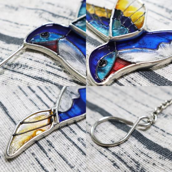 Hummingbird Sun Catcher Stained Glass Hummingbird Suncatcher Colorful Bird Hanging Decoration for Windows Garden Yard Outdoor