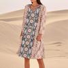 Women's 3/4 Sleeved Printed Fashion Loose Casual Dress