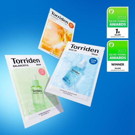 Toriden Mask Sheet 1 sheet, choose 1 of 3 options (hydration/soothing/brightening)