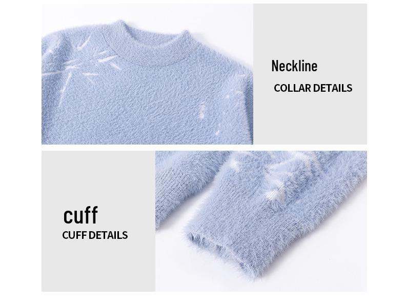 2025 Winter Bamboo Leaf Jacquard Sweater: Round Neck, Loose Fit, Retro Knit Pullover