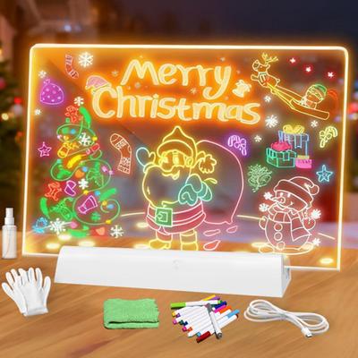 Quadro de Mensagens LED Luminoso Recarregável Acrílico para Crianças Apagável Brilhante Planner e Tablet de Desenho