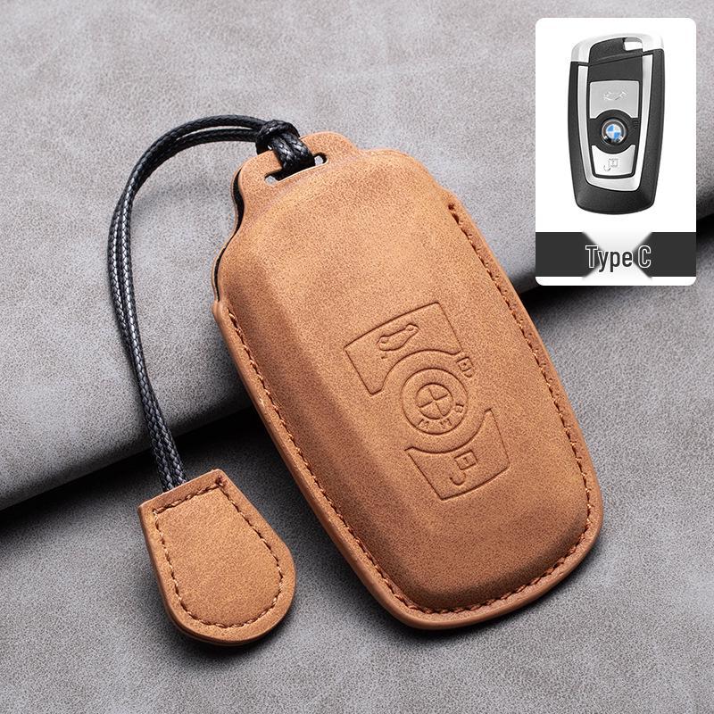 Compatible Leather Keychain Shell for BMW Series: Fits X1, X3, X5, 1 Series, 3 Series, 5 Series, 6 Series, 7 Series, NFC Card Snap