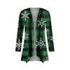 Damenmode, lässig, Weihnachtsdruck, mittellanger Cardigan-Jackenmantel