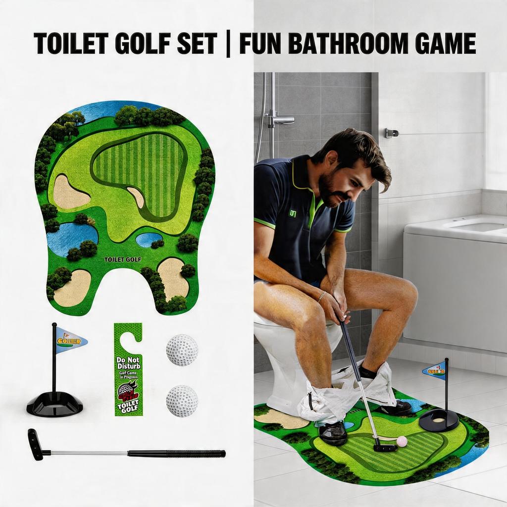 Toilet Golf Balls Game Set Mini Indoor Putting Green Toy Novelty Bathroom Golf Gag Gift for Dad Boyfriend White Elephant Gifts