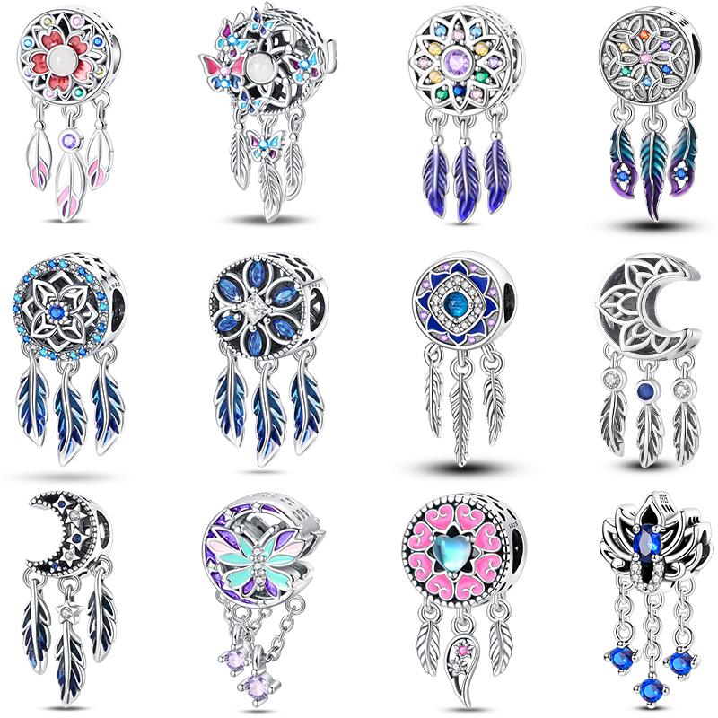 100% Copper Crescent Circular Dreamcatcher Net Lucky Blessing Series Charms Beads 3Mm Diy Fine Jewelry Making