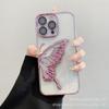 3D Flowing Sand Butterfly Apple 15 Phone Case 14 Pro with Lens Protector Compatible with iPhone 16 Electroplated TPU Soft Case
