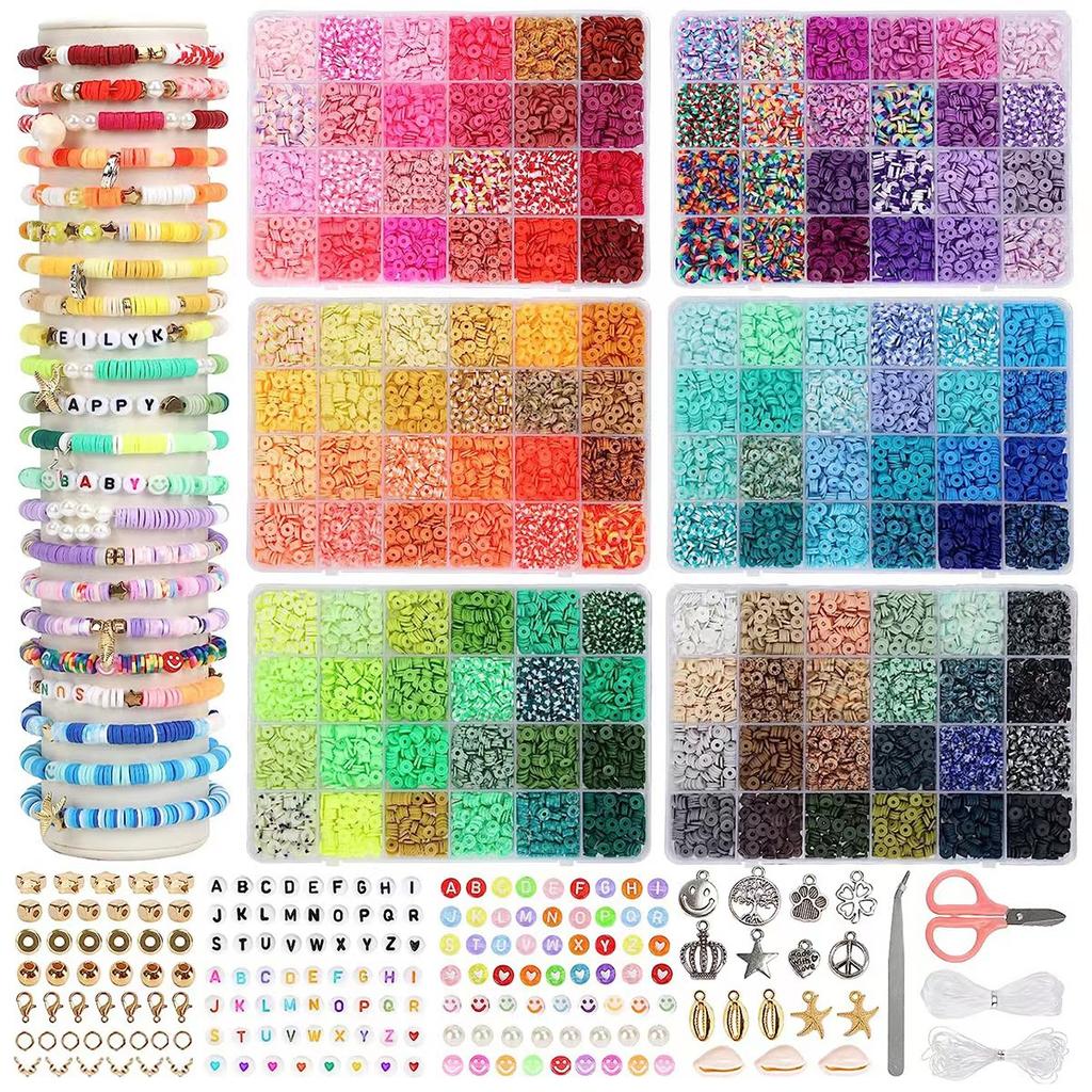 48-Color Soft Pottery Sheet Letter Bead Kit 6Mm Clay Bead Diy Jewelry Accessories Handmade Bracelet Beaded Material