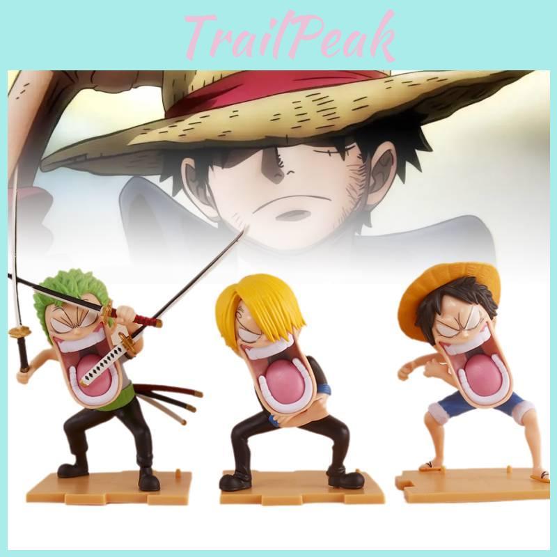 High-quality One Piece Hungry Trio Pvc Figurine Luffy Zoro Sanji Car Accessory