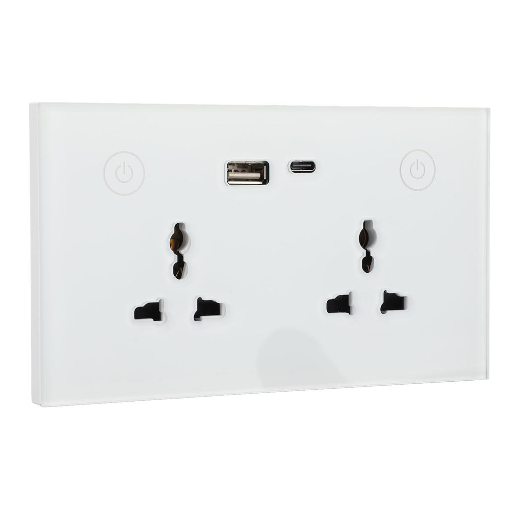 Smart Wall Outlet 2.4G WiFi Touch Light   Voice Control Smart Plug with USB and TYPE C   Port For   95‑250V