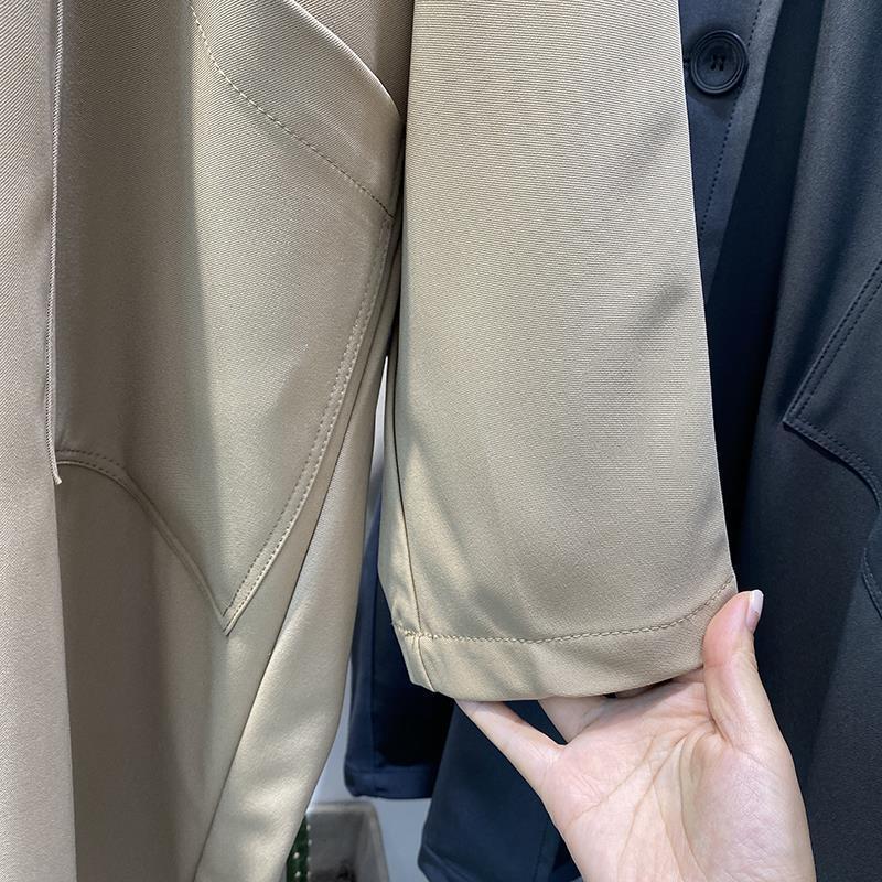Petite Korean Style Autumn Workwear Jacket - Women's Loose Casual Mid-Length Trench Coat