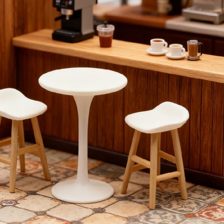 Miniature Dollhouses Display Round Top Stool Accessory 1/12 Scale, Realistic Zakka Table Stool Dollhouses Miniature