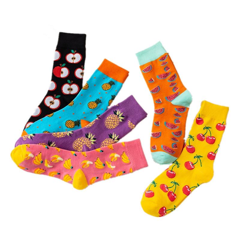 5 Par Damskich Skarpetek Średniej Długości z Motywem Słodkich Owoców Modne Skarpetki Słodkie Bawełniane Skarpetki