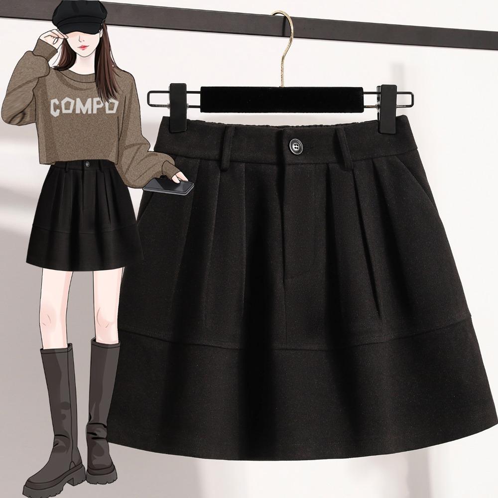 DIMANAF Plus Size New Skirts Women Short Loose Casual Elastic Waist Fashion Lady 2025 Winter Bottoms