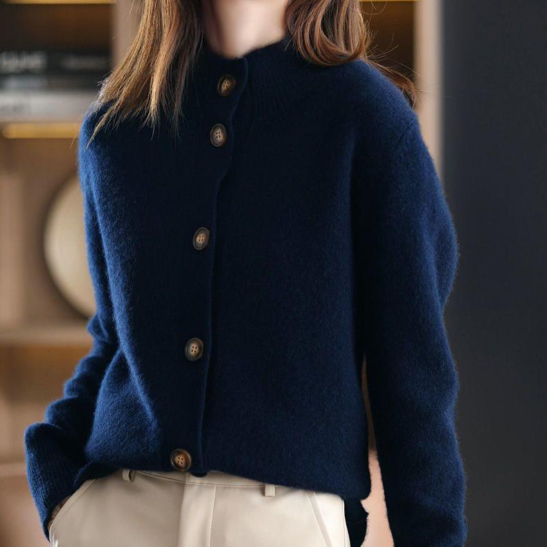 Women's Knitwear Autumn/winter Stand-up Collar Cardigan Knitted Sweater Loose Knit Jacket Thickened Outwear Knitted Top