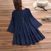 Plus Size Vintage V Neck Lace Top Women Blouse T Shirt