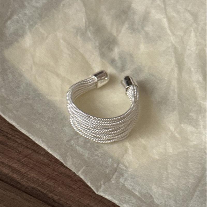 Geometric Lines Multi-Layer Adjustable Ring for Women - Stylish, Versatile, and Trendy Index Finger Ring Open Adjustable