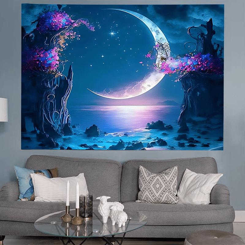 Enchanted Moonlit Tapestry With Floral Archway For A Dreamy Bedroom Decor