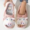 Cartoon Piggy Linen Slippers Women's Four Seasons Drag Breathable Thick Bottom Home Indoor Silent Non-slip Slippers