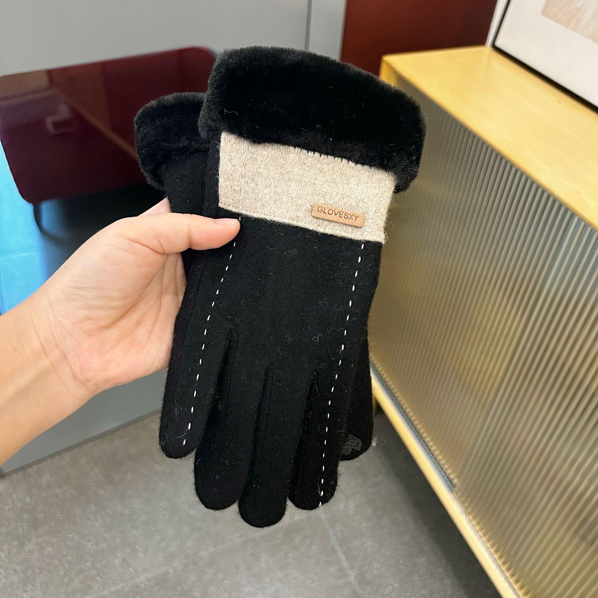 

Gloves for Women in Winter New Style Cycling Warm Plus Velvet Windproof Electric Car Cashmere Winter Ladies Cycling and Driving Touch Screen one size